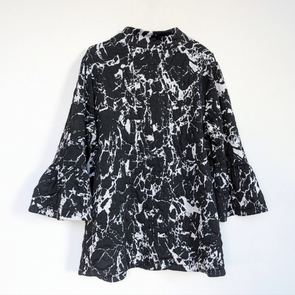 JM Collection Colorblock Marble Print Quilted ¾ Sleeve Jacket Black White- sz 1X - Picture 4 of 11